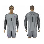 Chile #1 C.Bravo Grey Goalkeeper Long Sleeves Soccer Country Jersey