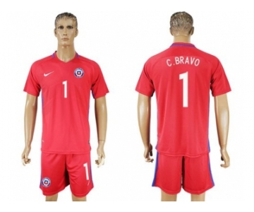 Chile #1 C.Bravo Home Soccer Country Jersey