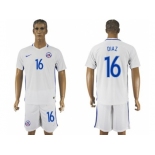 Chile #16 Diaz Away Soccer Country Jersey