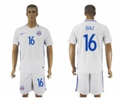 Chile #16 Diaz Away Soccer Country Jersey
