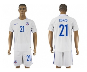 Chile #21 Suazo Away Soccer Country Jersey