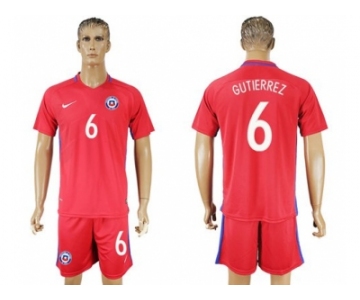 Chile #6 Gutierrez Home Soccer Country Jersey