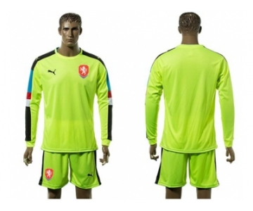Czech Blank Shiny Green Goalkeeper Long Sleeves Soccer Country Jersey
