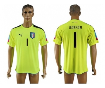 Italy #1 Boffon Shiny Green Goalkeeper Soccer Country Jersey