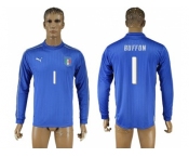 Italy #1 Buffon Blue Home Long Sleeves Soccer Country Jersey