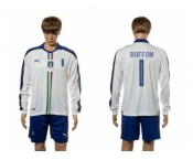 Italy #1 Buffon White Away Long Sleeves Soccer Country Jersey
