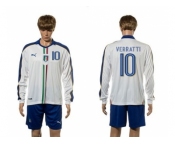 Italy #10 Verratti White Away Long Sleeves Soccer Country Jersey
