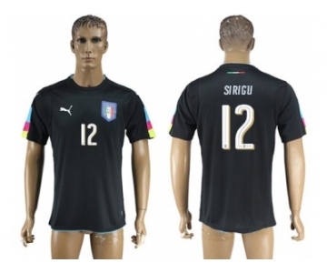 Italy #12 Sirigu Black Goalkeeper Soccer Country Jersey