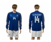 Italy #14 EL Shaarawy Blue Home Long Sleeves Soccer Country Jersey1