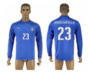 Italy #23 Quagliarella Blue Home Long Sleeves Soccer Country Jersey