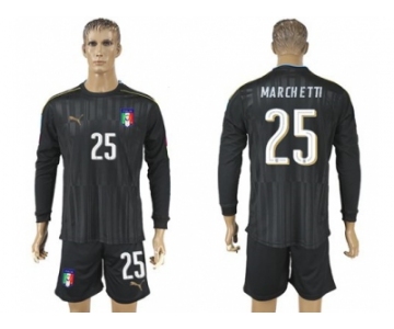 Italy #25 Marchetti Black Long Sleeves Goalkeeper Soccer Country Jersey