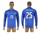 Italy #25 Marchetti Blue Home Long Sleeves Soccer Country Jersey