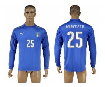Italy #25 Marchetti Blue Home Long Sleeves Soccer Country Jersey