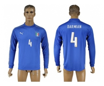 Italy #4 Darmain Blue Home Long Sleeves Soccer Country Jersey