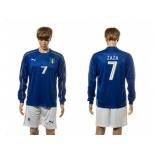 Italy #7 Zaza Blue Home Long Sleeves Soccer Country Jersey1
