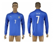 Italy #7 Zaza Blue Home Long Sleeves Soccer Country Jersey