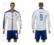 Italy #9 Baggio White Away Long Sleeves Soccer Country Jersey