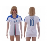 Women's Italy #10 Totti Away Soccer Country Jersey