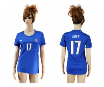Women's Italy #17 Eder Home Soccer Country Jersey