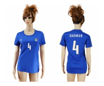 Women's Italy #4 Darmian Home Soccer Country Jersey