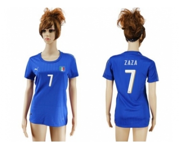 Women's Italy #7 Zaza Home Soccer Country Jersey