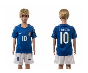 Italy #10 R.Baggio Blue Home Kid Soccer Country Jersey