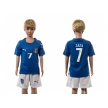 Italy #7 Zaza Blue Home Kid Soccer Country Jersey