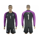France #1 LLORIS Black Goalkeeper Long Sleeves Soccer Country Jersey