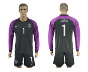 France #1 LLORIS Black Goalkeeper Long Sleeves Soccer Country Jersey