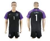 France #1 LLORIS Black Goalkeeper Soccer Country Jersey