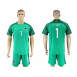 France #1 LLORIS Green Goalkeeper Soccer Country Jersey