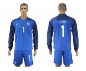 France #1 LLORIS Home Long Sleeves Soccer Country Jersey1
