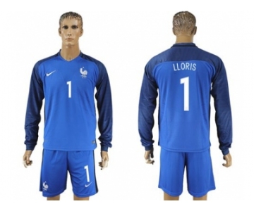 France #1 LLORIS Home Long Sleeves Soccer Country Jersey1