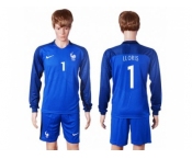 France #1 LLORIS Home Long Sleeves Soccer Country Jersey