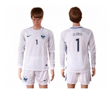 France #1 LLORIS White Goalkeeper Long Sleeves Soccer Country Jersey1