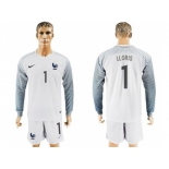 France #1 LLORIS White Goalkeeper Long Sleeves Soccer Country Jersey