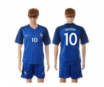 France #10 Benzema Blue Soccer Country Jersey