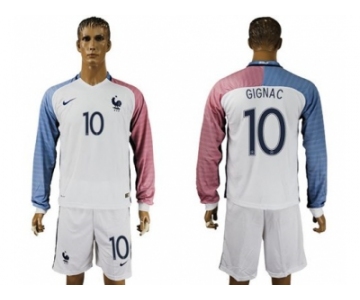 France #10 Gignac Away Long Sleeves Soccer Country Jersey