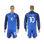 France #10 Zidane Home Long Sleeves Soccer Country Jersey1