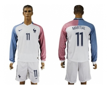 France #11 Martial Away Long Sleeves Soccer Country Jersey