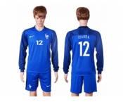 France #12 Diarra Home Long Sleeves Soccer Country Jersey