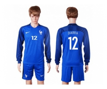 France #12 Diarra Home Long Sleeves Soccer Country Jersey