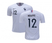 France #12 Mbappe Away Soccer Country Jersey