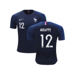 France #12 Mbappe Home Soccer Country Jersey