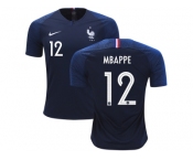 France #12 Mbappe Home Soccer Country Jersey