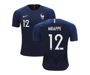 France #12 Mbappe Home Soccer Country Jersey