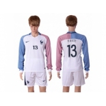 France #13 Kante Away Long Sleeves Soccer Country Jersey