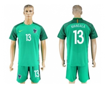 France #13 Mangala Green Goalkeeper Soccer Country Jersey