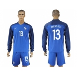France #13 Mangala Home Long Sleeves Soccer Country Jersey
