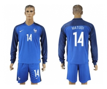France #14 Matuidi Home Long Sleeves Soccer Country Jersey